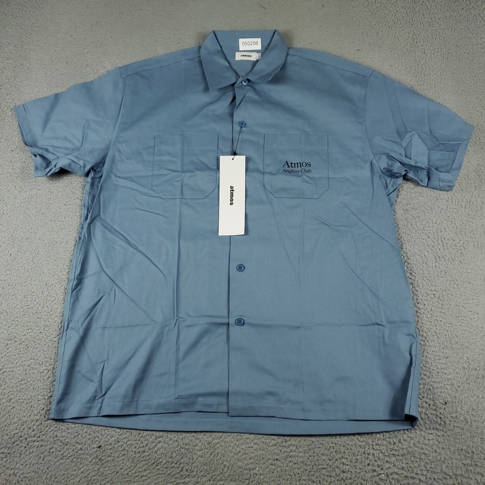 Atmos Shirt Mens Size XL Blue Anglers Club Relaxed Fit Button Up Japan